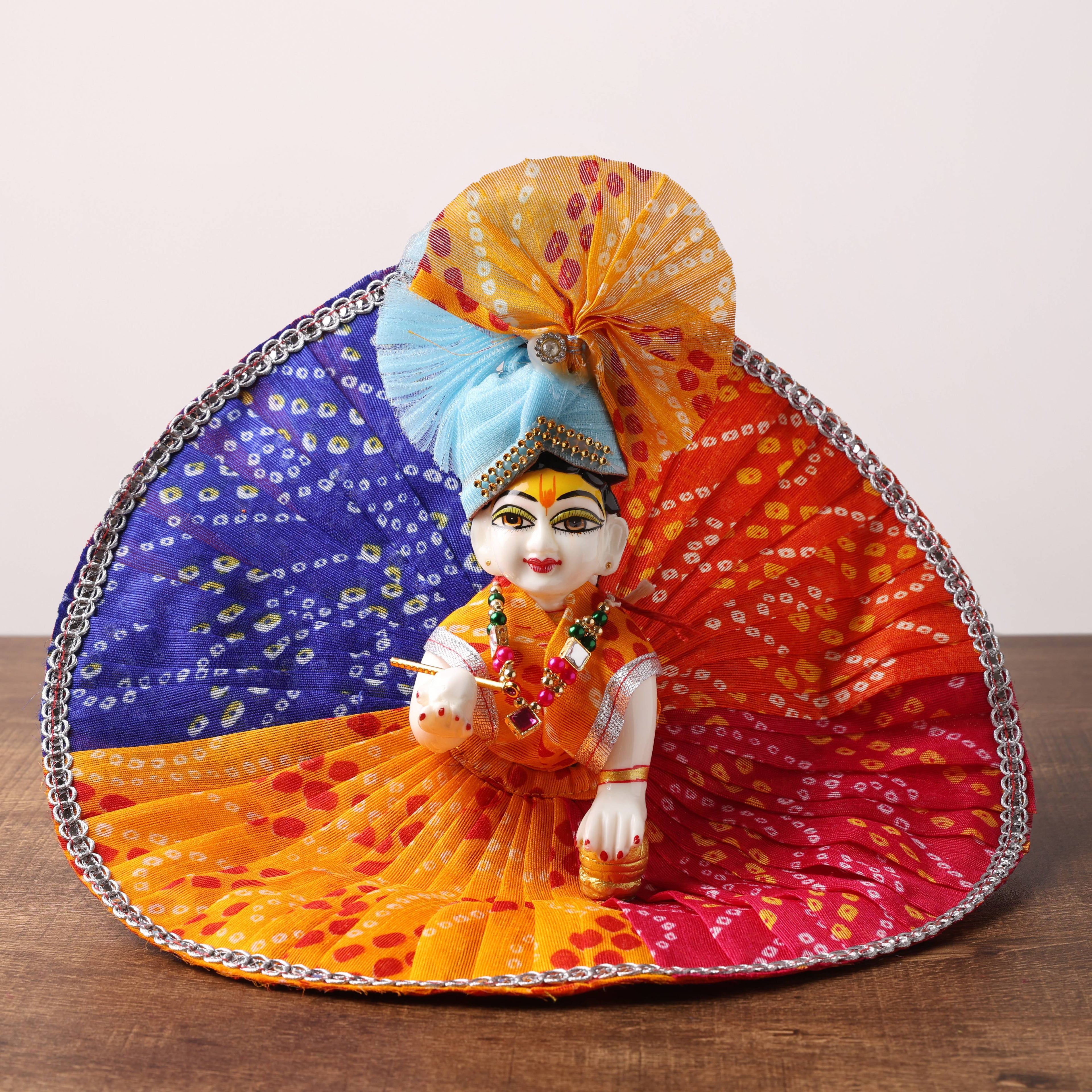 Bandhani Poshak Set With Pagdi for Bal Gopal