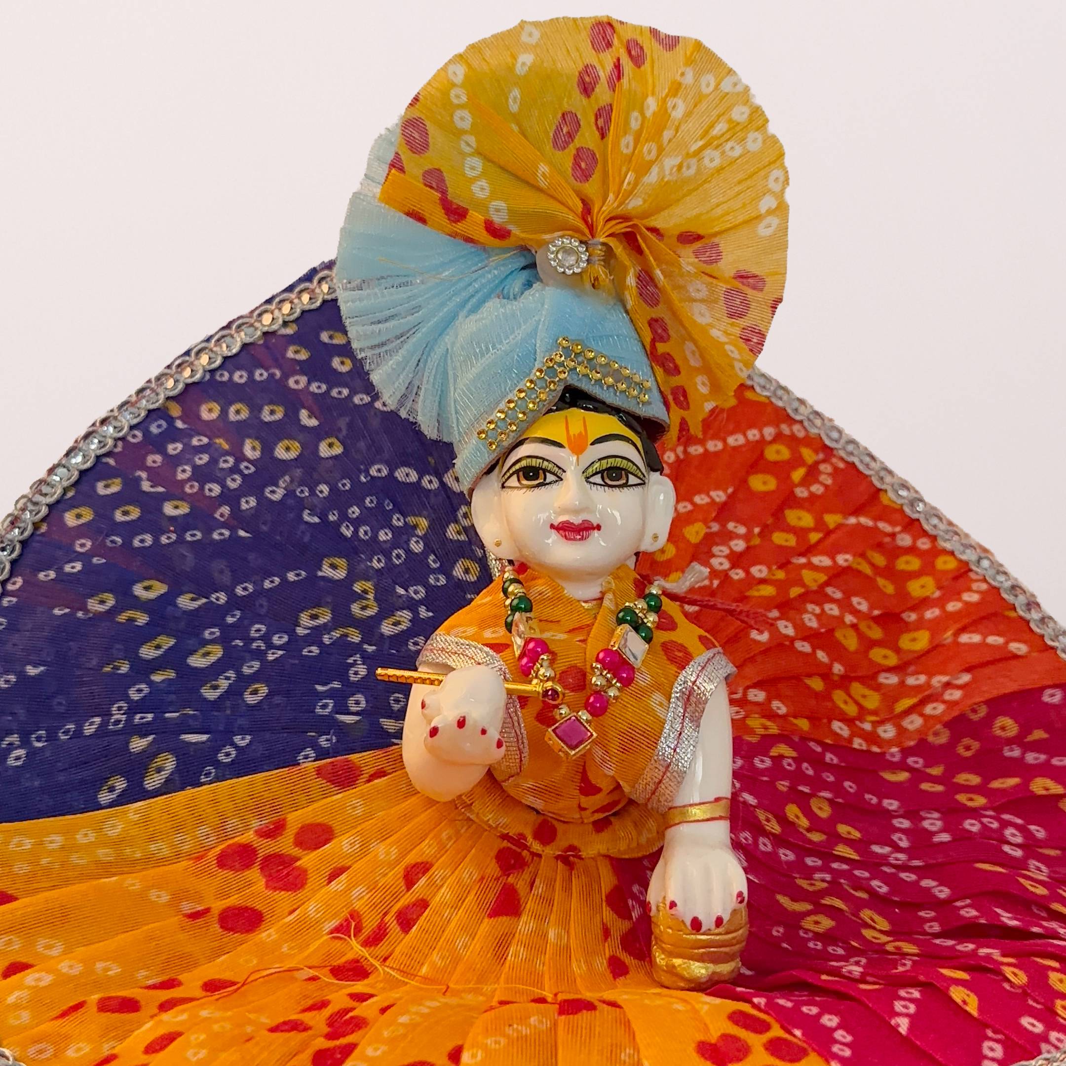 Bandhani Poshak Set With Pagdi for Bal Gopal