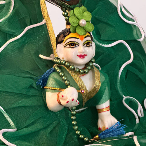 Green morpankh poshak set for ladu gopal