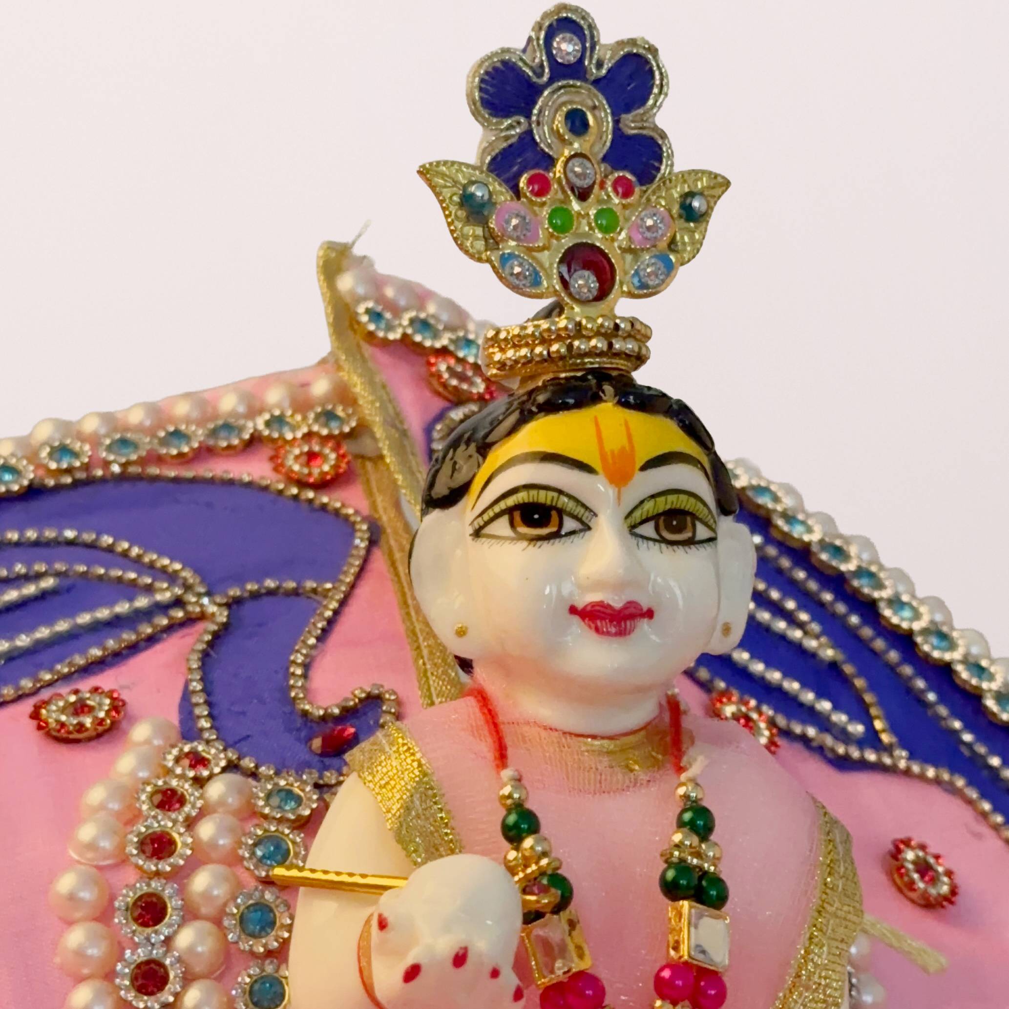Peacock motif pink poshak set for lady gopal