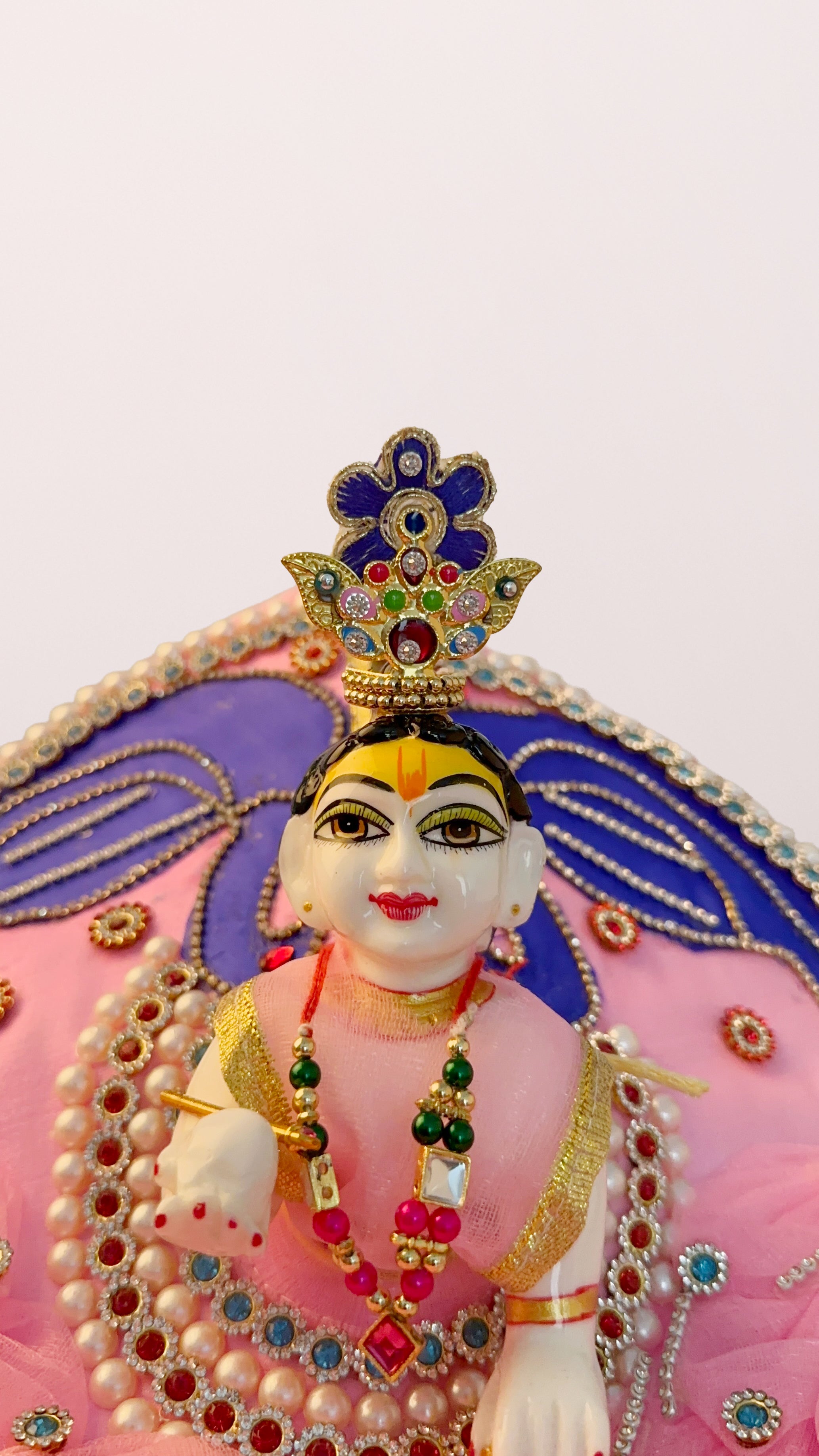 Peacock motif pink poshak set for lady gopal