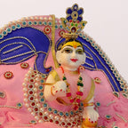 Peacock motif pink poshak set for lady gopal