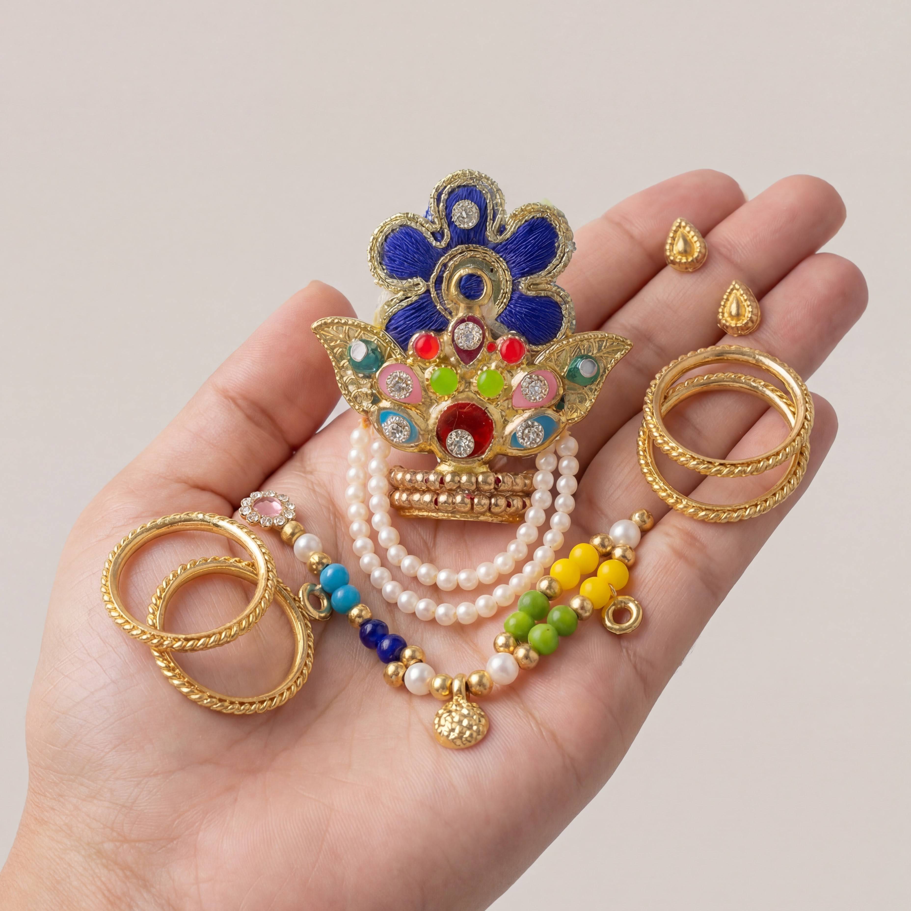Flower Mukut Jewellery Set for Ladu Gopal
