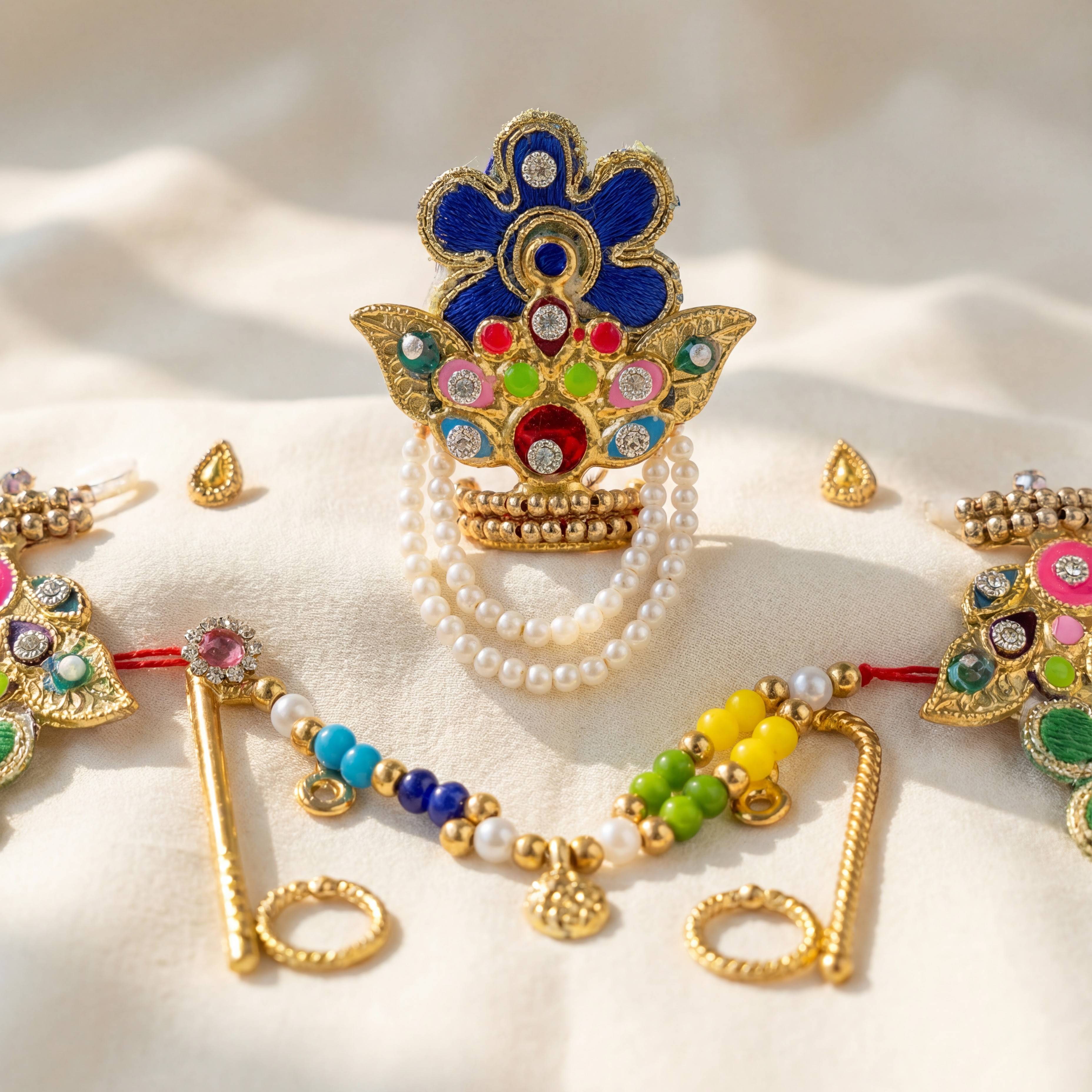 Flower Mukut Jewellery Set for Ladu Gopal