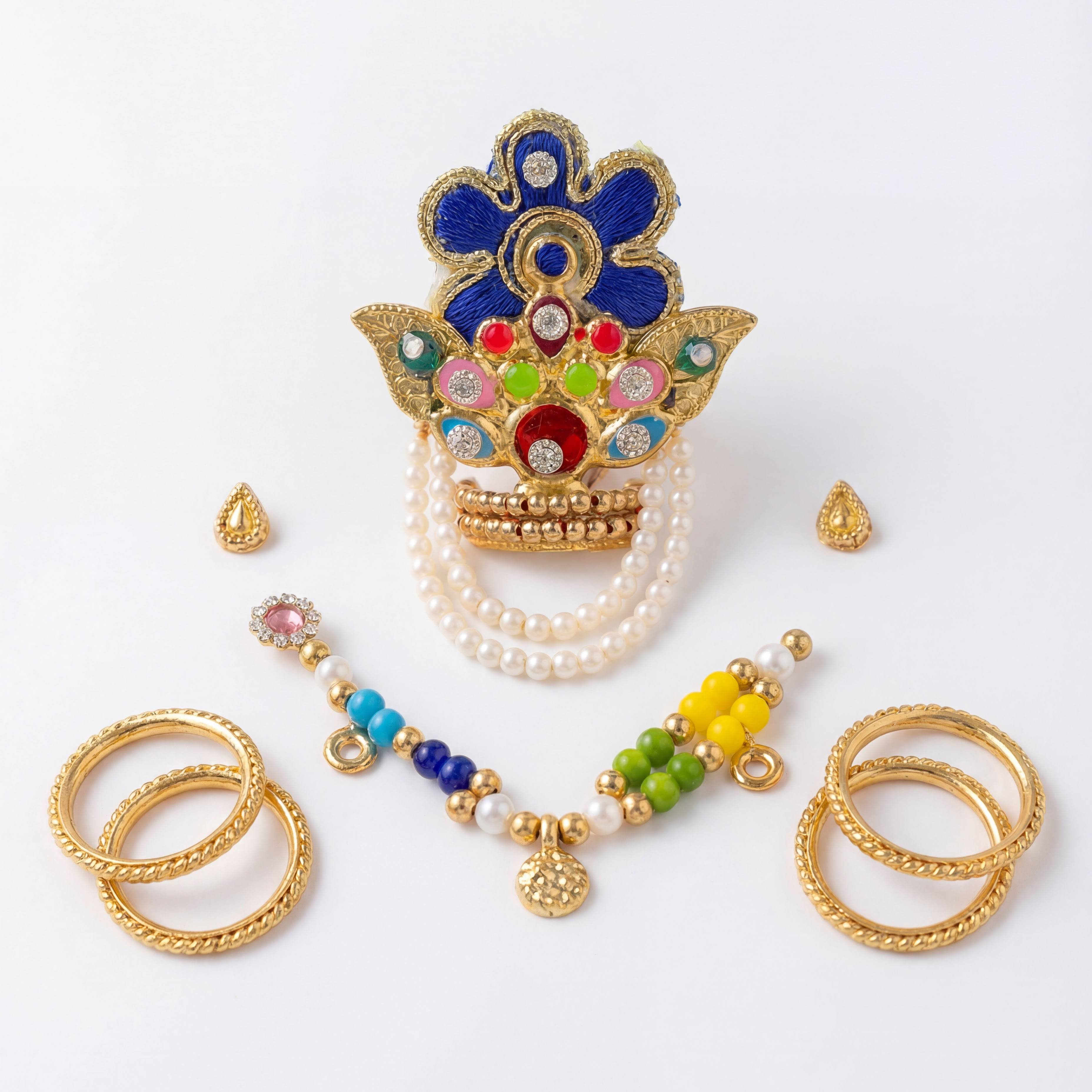 Flower Mukut Jewellery Set for Ladu Gopal